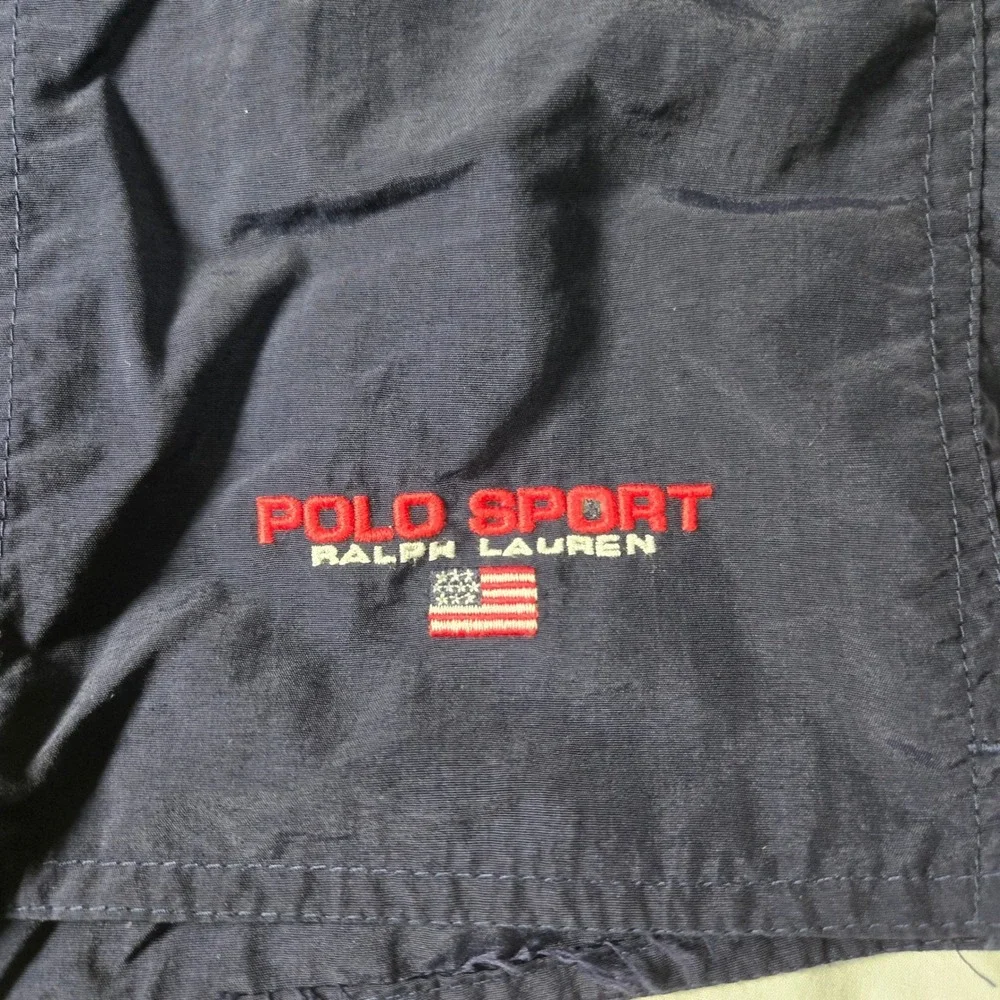 Vintage Polo Sport Ralph Lauren Swim Trunks Mens Large Navy Blue Red Mesh Liner